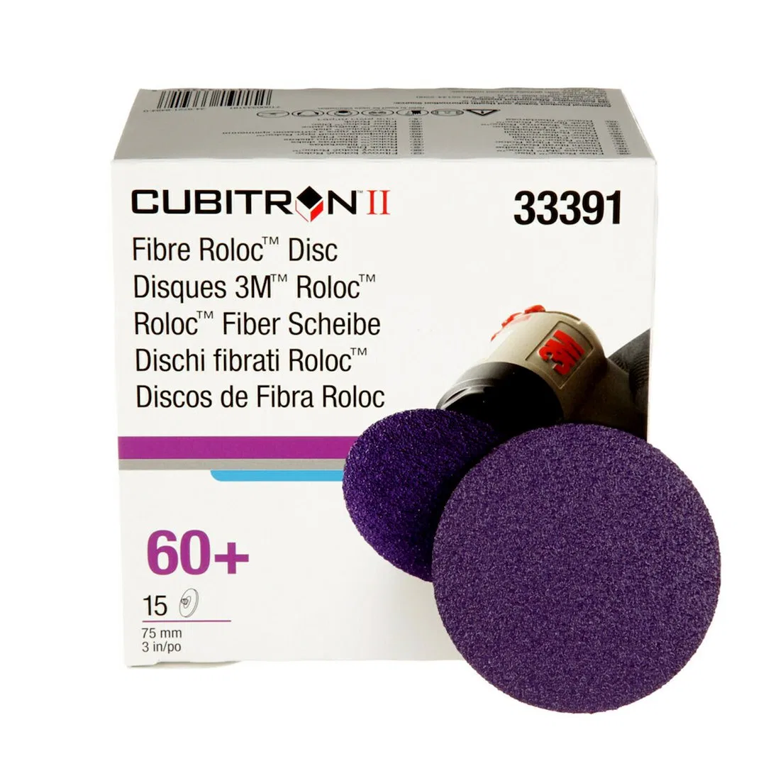 33391 – 3M Grinding Disc, 3 Inch Diameter 60+ Grade Purple Cubitron II Mineral Roloc Type Attachment Machine Box Of 1...